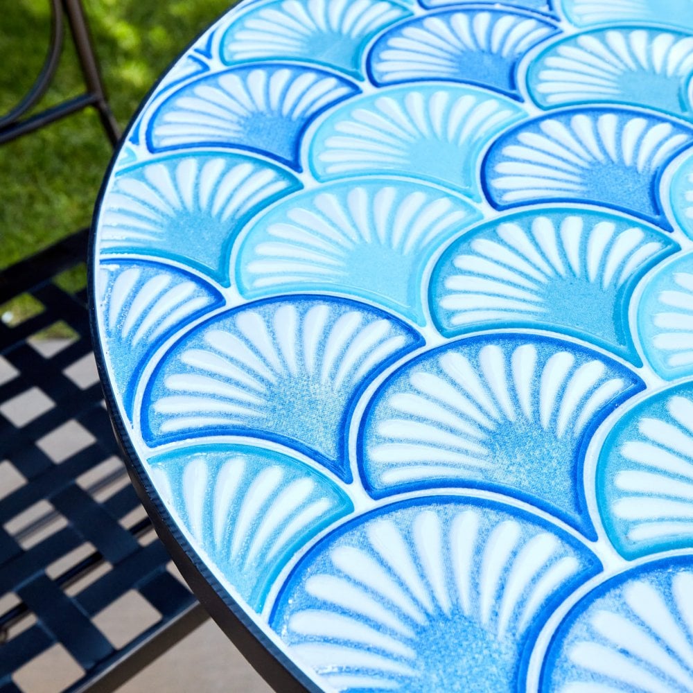Ocean Mosaic Bistro Set with Folding Chairs