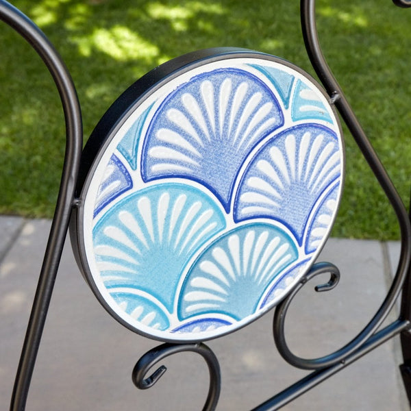 Ocean Mosaic Bistro Set with Folding Chairs