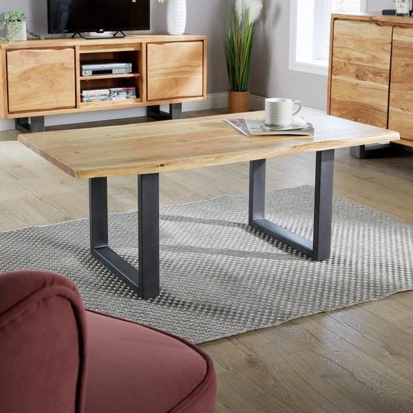 Coffee Table with Solid Acacia Wooden Top