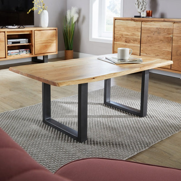 Coffee Table with Solid Acacia Wooden Top