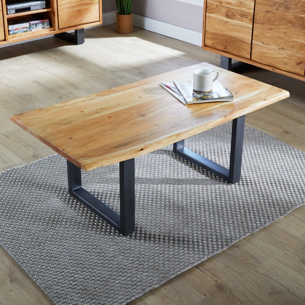 Coffee Table with Solid Acacia Wooden Top