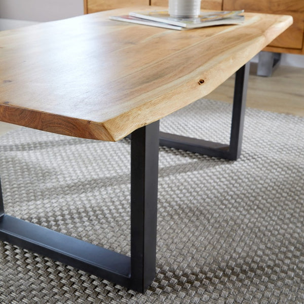 Coffee Table with Solid Acacia Wooden Top