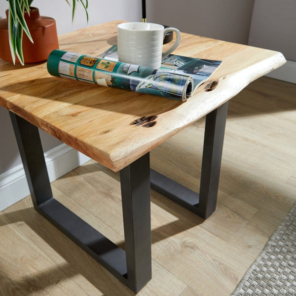 Live Edge Lamp Table with Solid Acacia Wooden Top