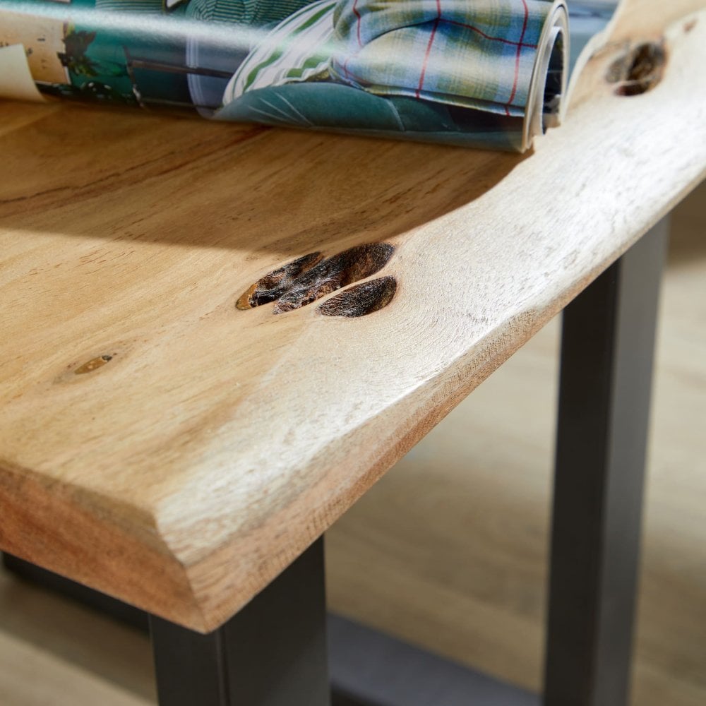 Live Edge Lamp Table with Solid Acacia Wooden Top