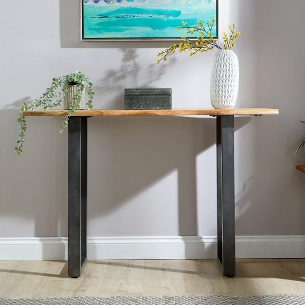 Live Edge Console Table with Solid Acacia Wooden Top