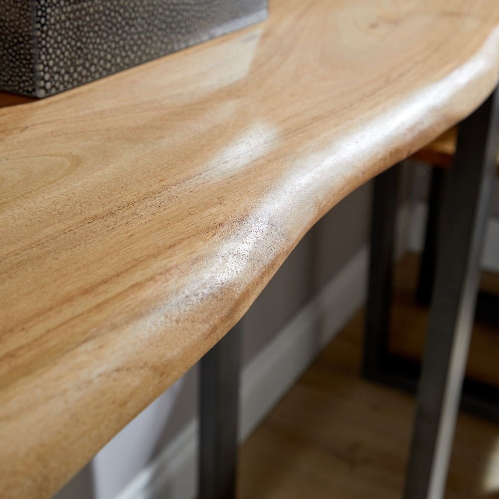 Live Edge Console Table with Solid Acacia Wooden Top