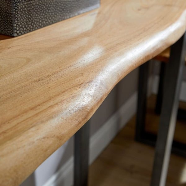 Live Edge Console Table with Solid Acacia Wooden Top