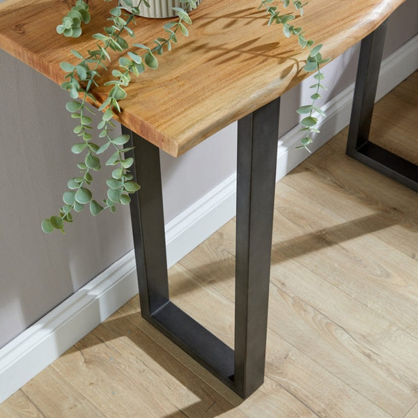 Live Edge Console Table with Solid Acacia Wooden Top