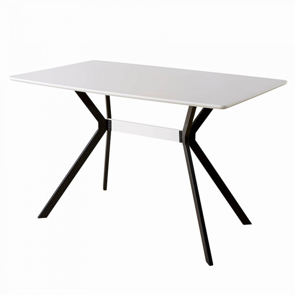 Luxor White 120cm Table with Black Metal Legs