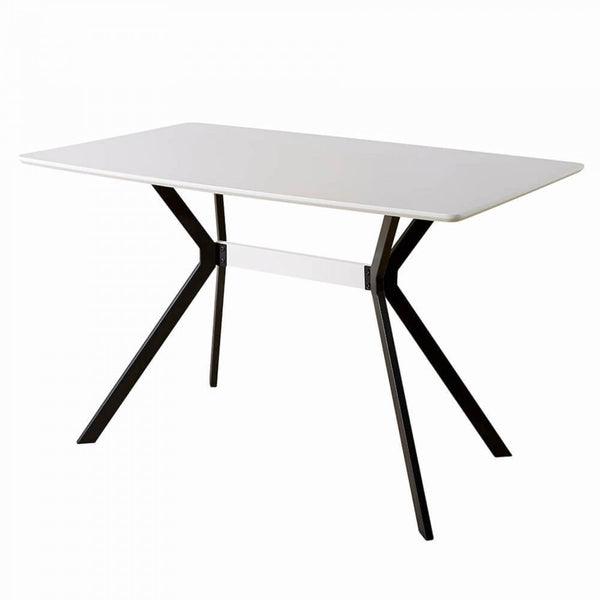 Luxor White 120cm Table with Black Metal Legs