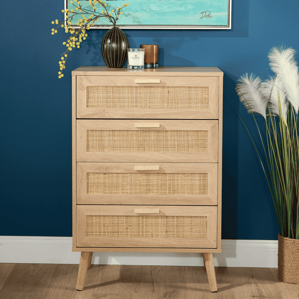 Astbury Chest of 4 Natural Rattan Drawers