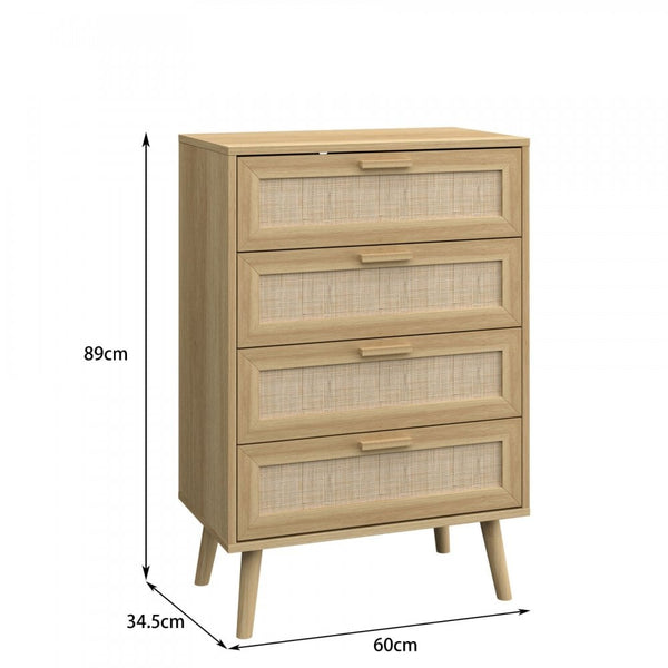 Astbury Chest of 4 Natural Rattan Drawers