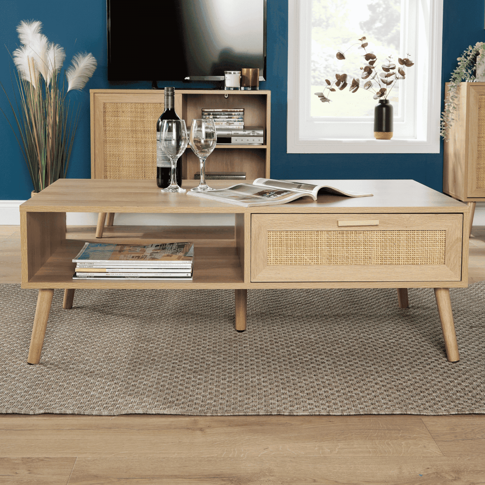 Rattan 1 Drawer Coffee Table
