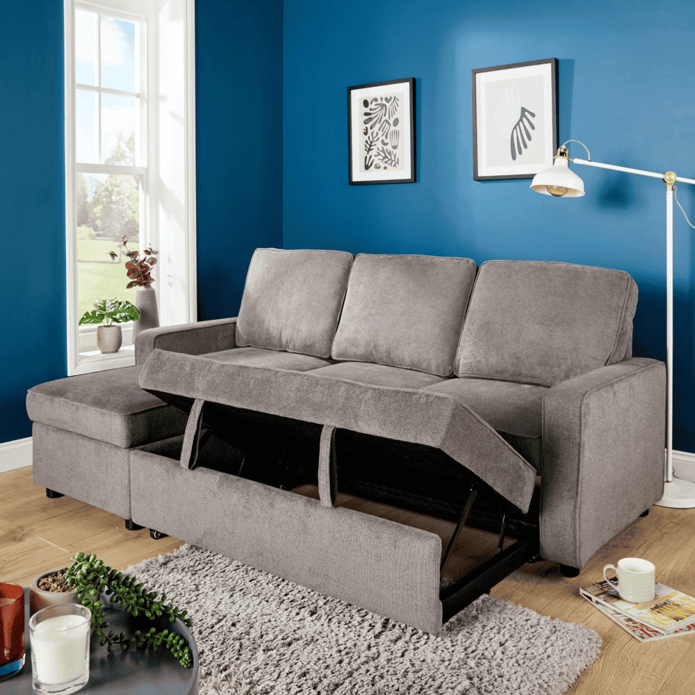 Kingston Grey Corner Sofa Bed