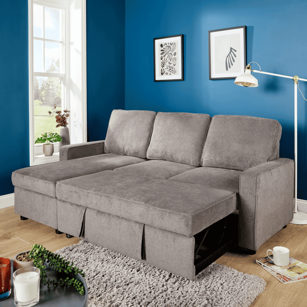 Kingston Grey Corner Sofa Bed
