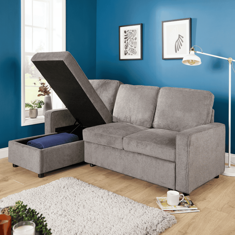 Kingston Grey Corner Sofa Bed
