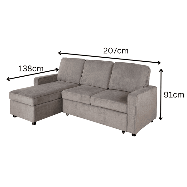 Kingston Grey Corner Sofa Bed
