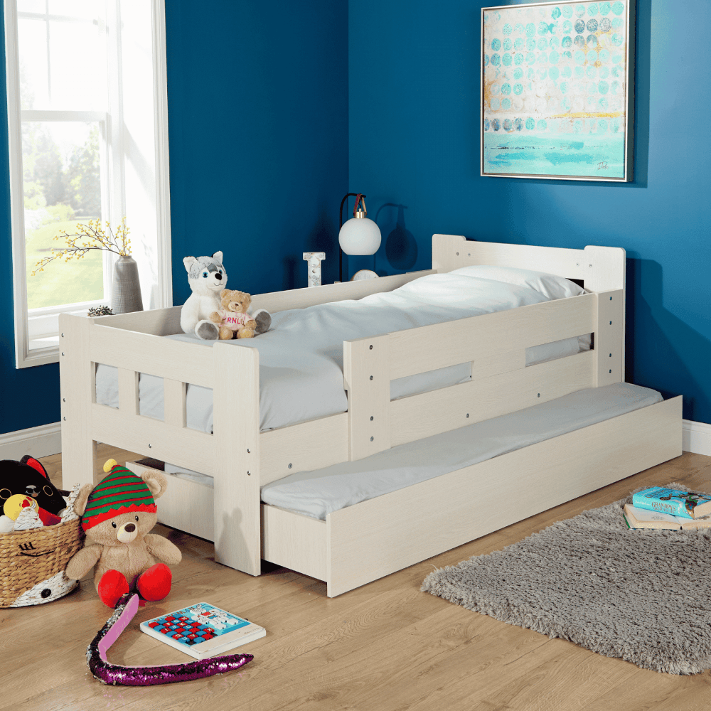 Ackworth White Wooden Trundle Bed Frame