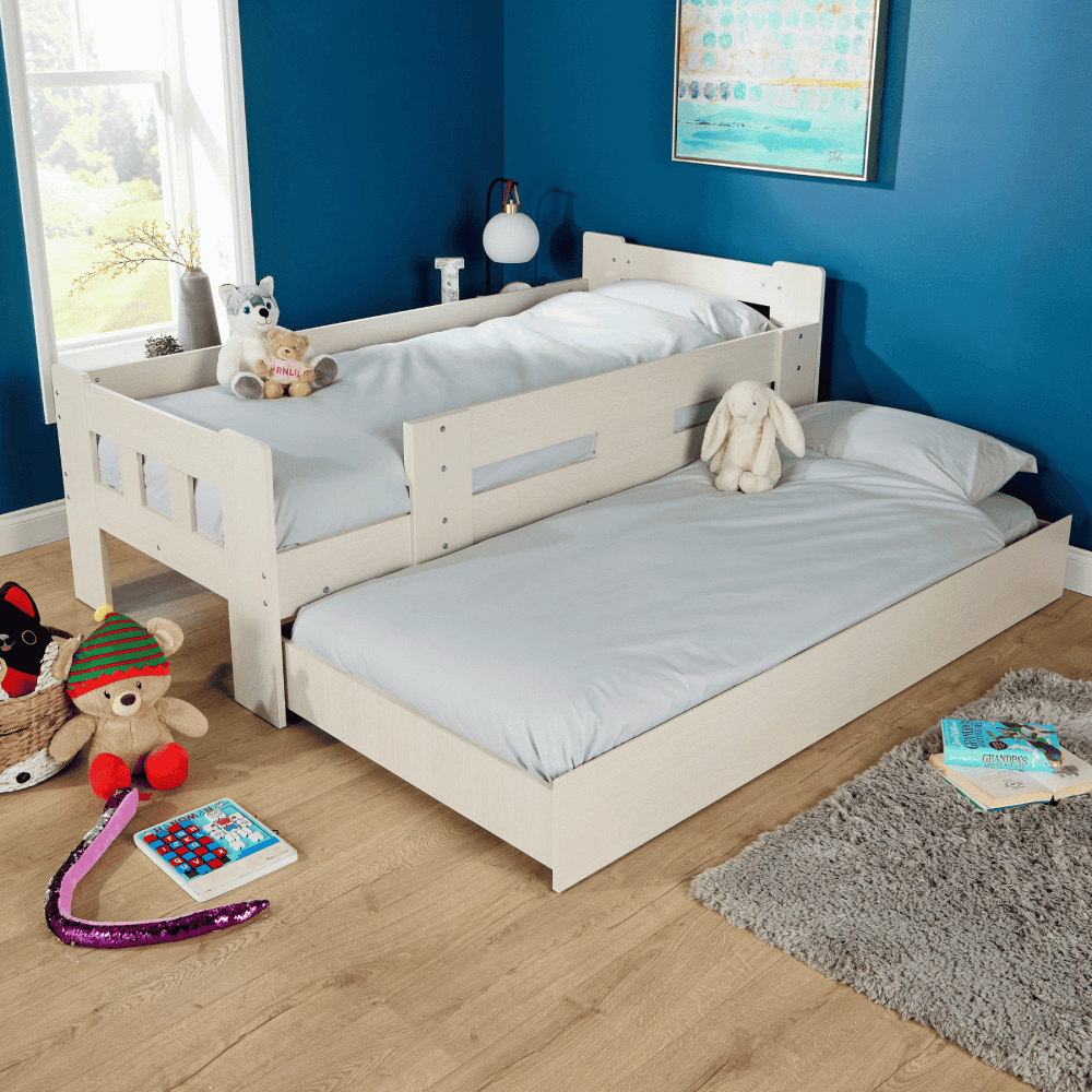 Ackworth White Wooden Trundle Bed Frame