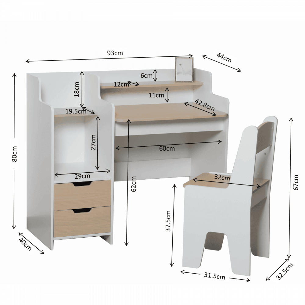Scribbly Study Desk Set White