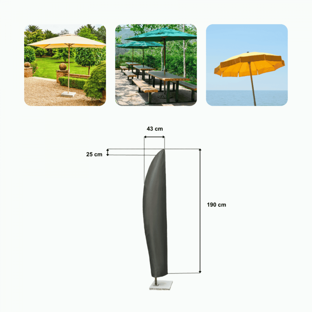 Duracover Jumbo 190cm Grey Tall Parasol Cover