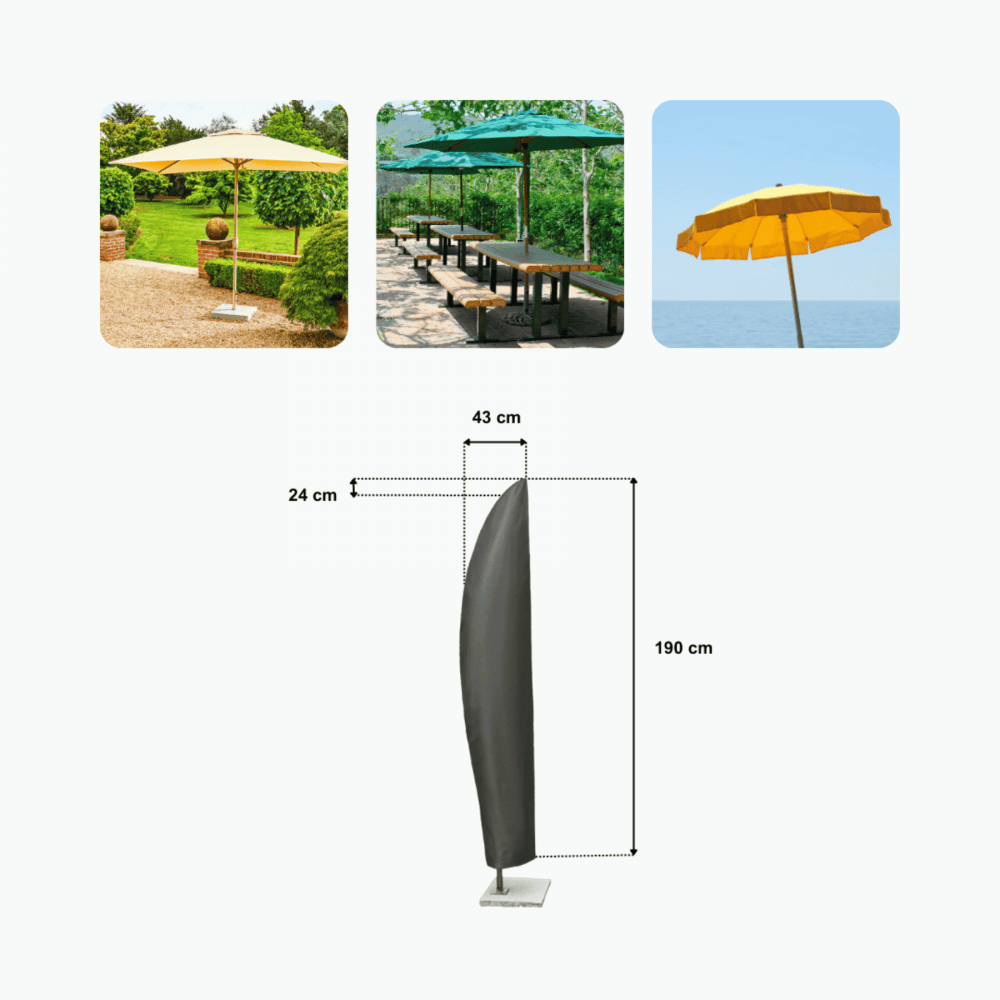 Duracover UV Jumbo 190cm Tall Black Parasol Cover