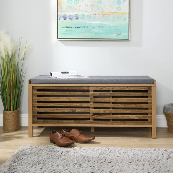 Luna Sliding Door Shoe Bench with Padded Cushion