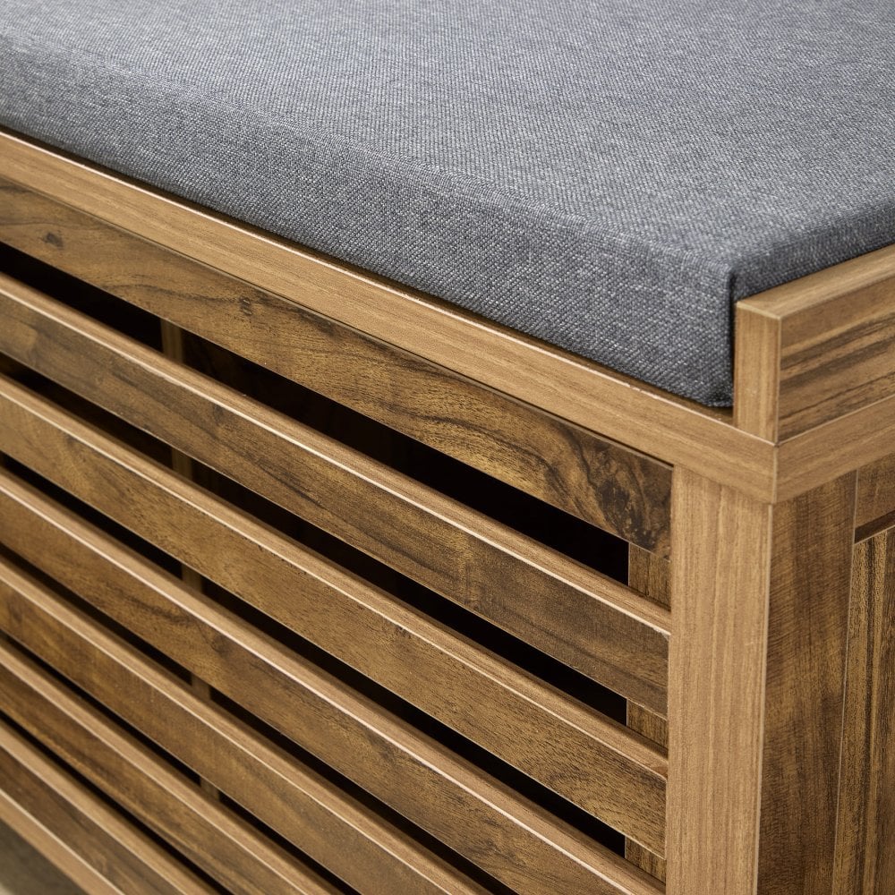 Luna Sliding Door Shoe Bench with Padded Cushion