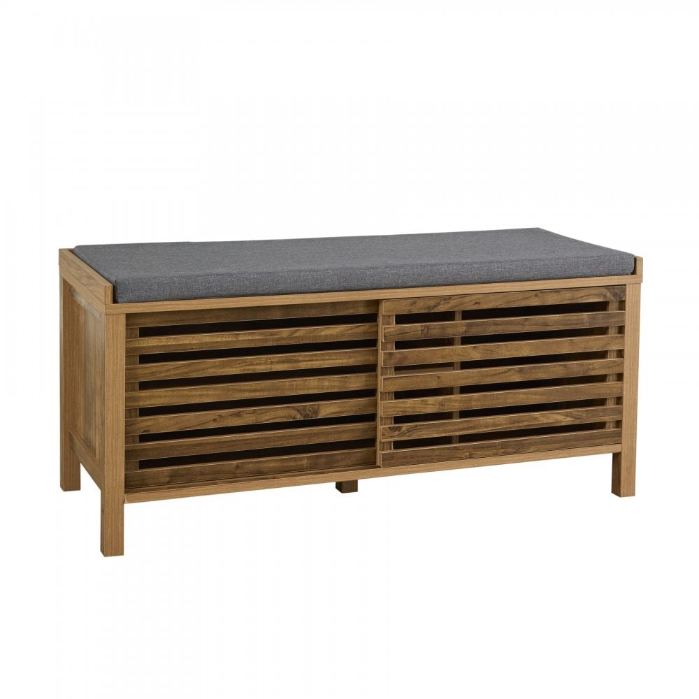 Luna Sliding Door Shoe Bench with Padded Cushion