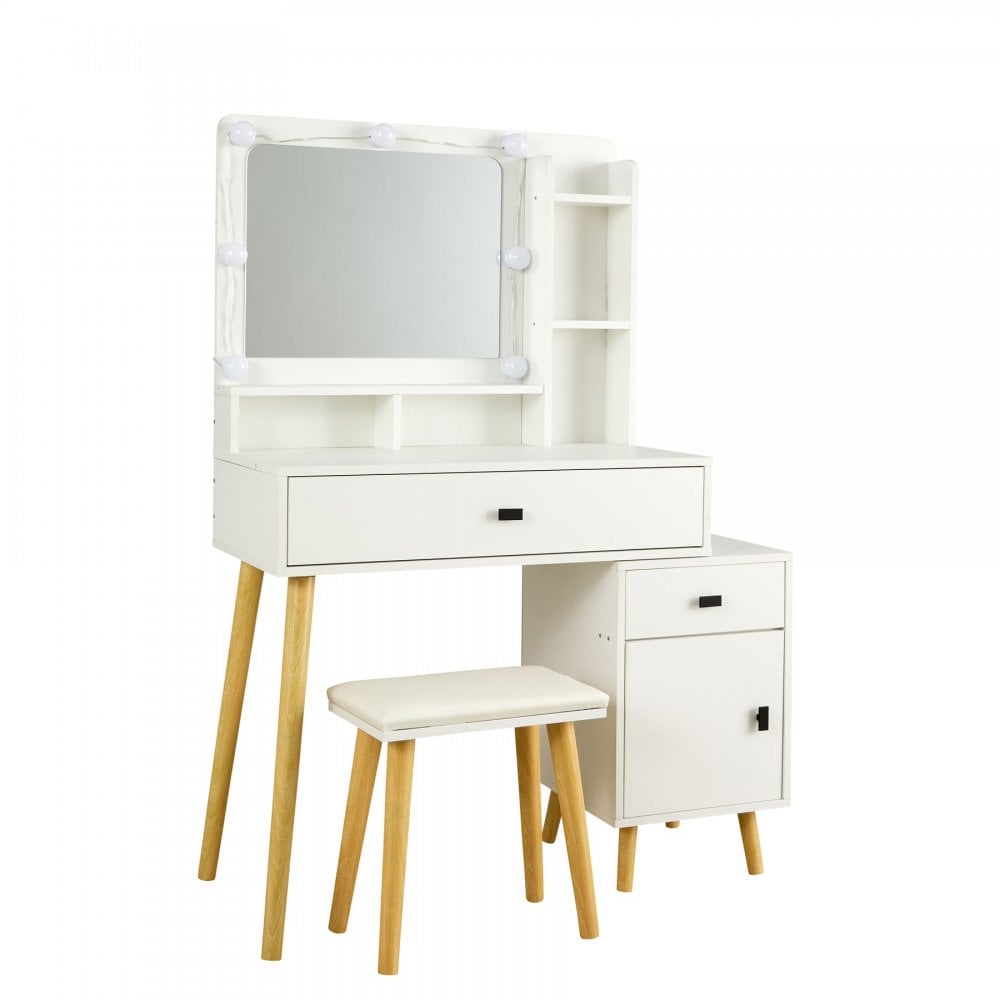 Forta Dressing Table & LED Framed Mirror White