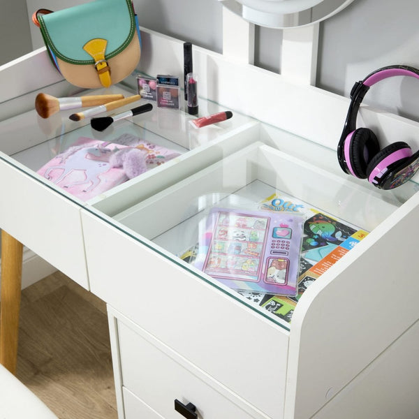 Nova White Dressing Table with LED Touch Mirror