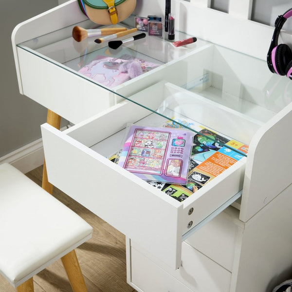 Nova White Dressing Table with LED Touch Mirror