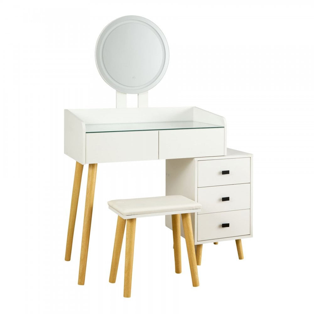 Nova White Dressing Table with LED Touch Mirror