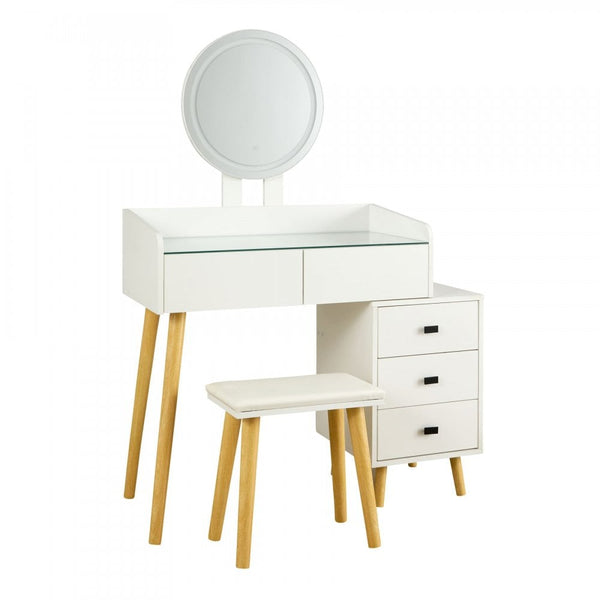 Nova White Dressing Table with LED Touch Mirror