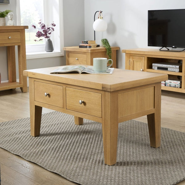 Melbourne Oak & Pine Coffee Table with Storage Drawer