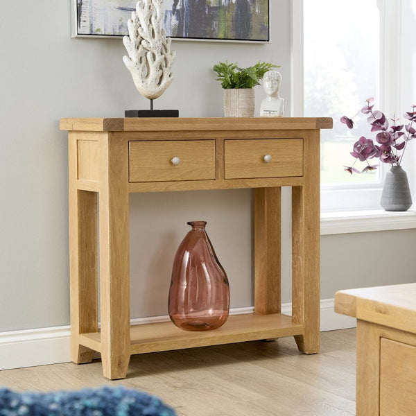 Melbourne 2 Drawer Oak & Pine Console Table