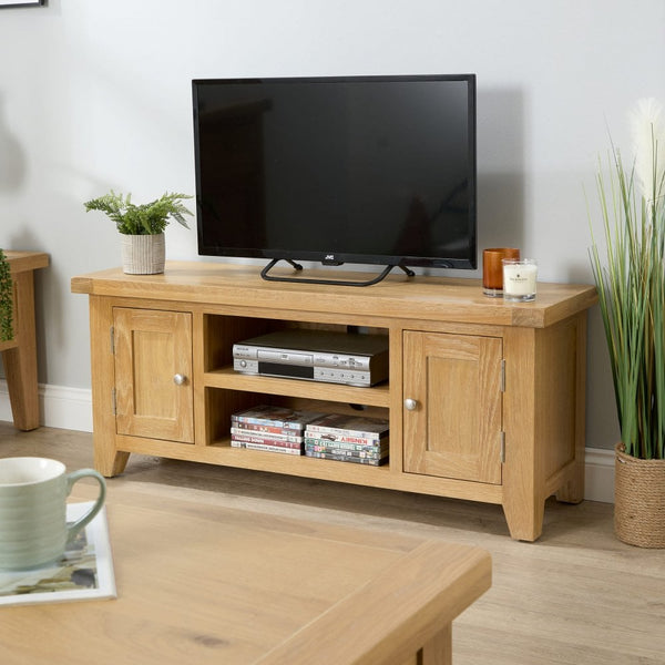 Melbourne Oak & Pine TV Stand with Storage Cabinets