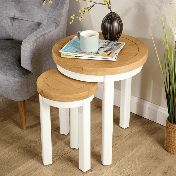 Easton White Round Nest of 2 Tables