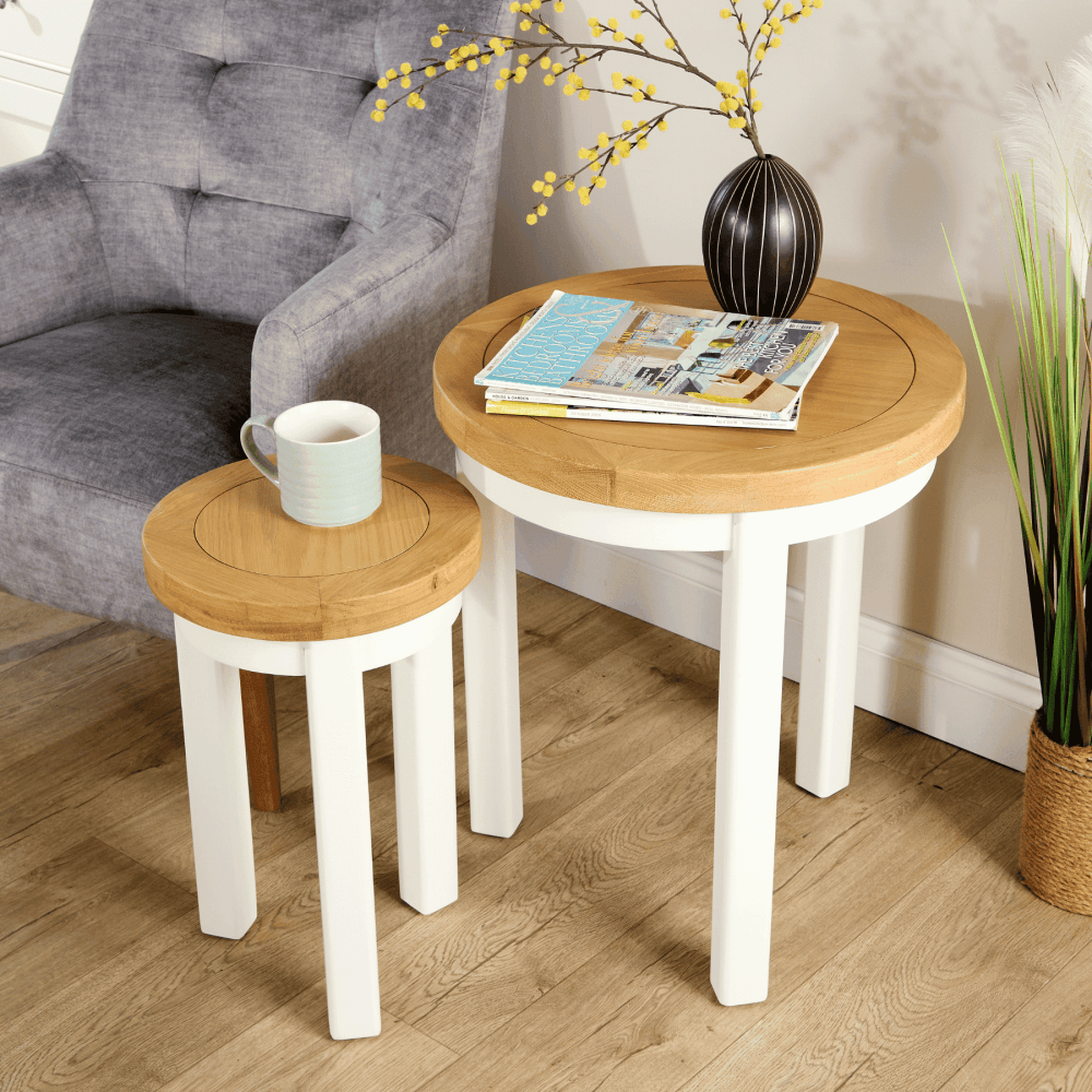 Easton White Round Nest of 2 Tables