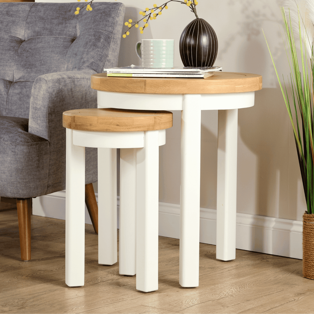 Easton White Round Nest of 2 Tables