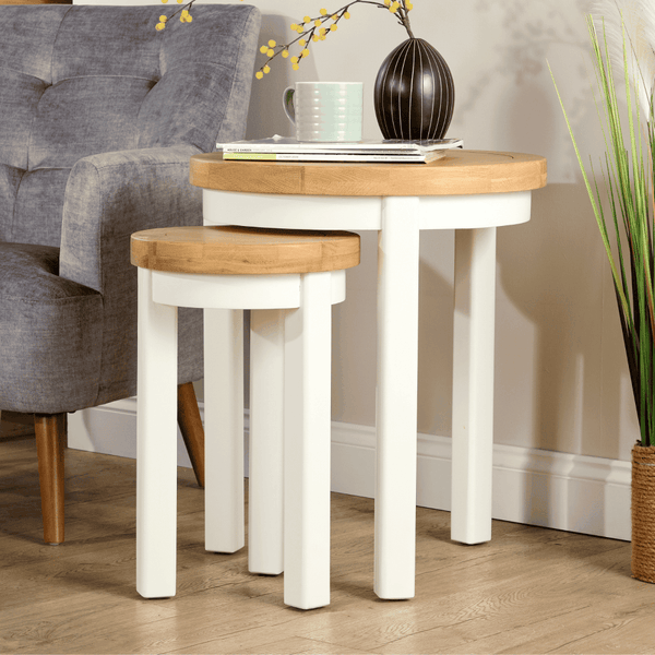 Easton White Round Nest of 2 Tables