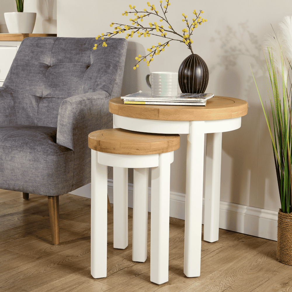 Easton White Round Nest of 2 Tables