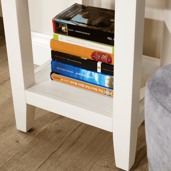 Easton White Lamp Table with Storage Drawer