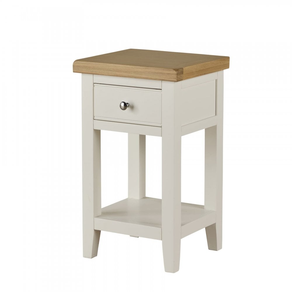 Easton White Lamp Table with Storage Drawer