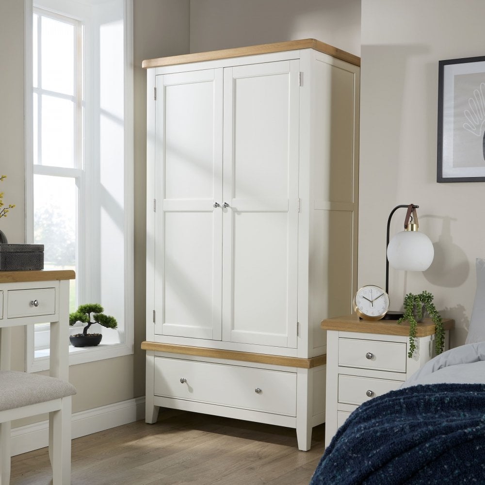 Easton White 2 Door Wardrobe with Storage Drawer