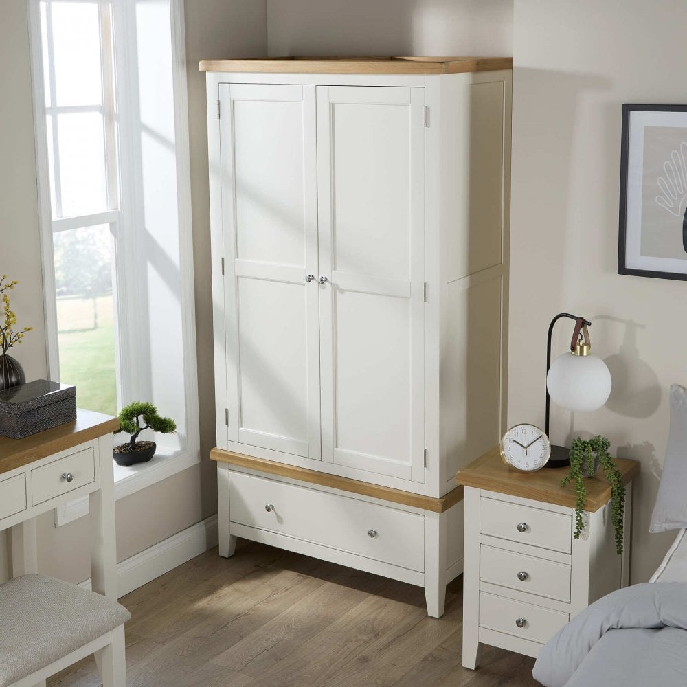 Easton White 2 Door Wardrobe with Storage Drawer