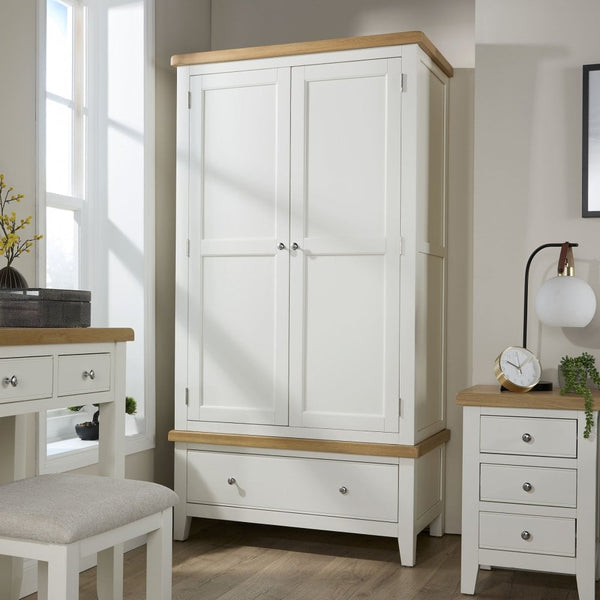Easton White 2 Door Wardrobe with Storage Drawer