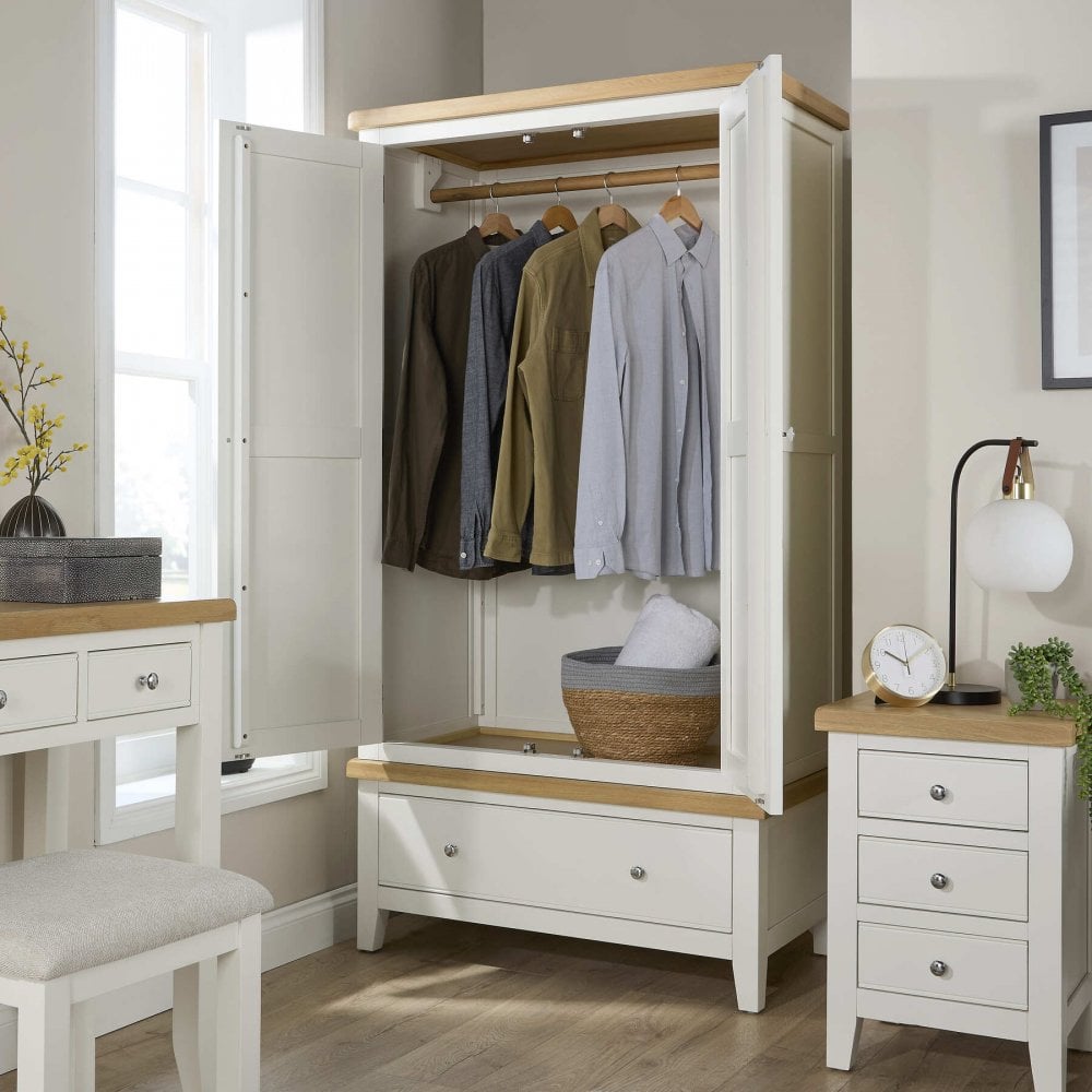 Easton White 2 Door Wardrobe with Storage Drawer