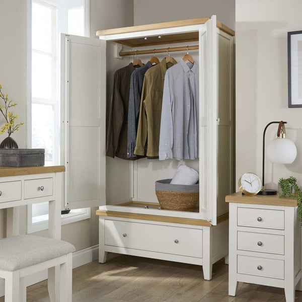 Easton White 2 Door Wardrobe with Storage Drawer