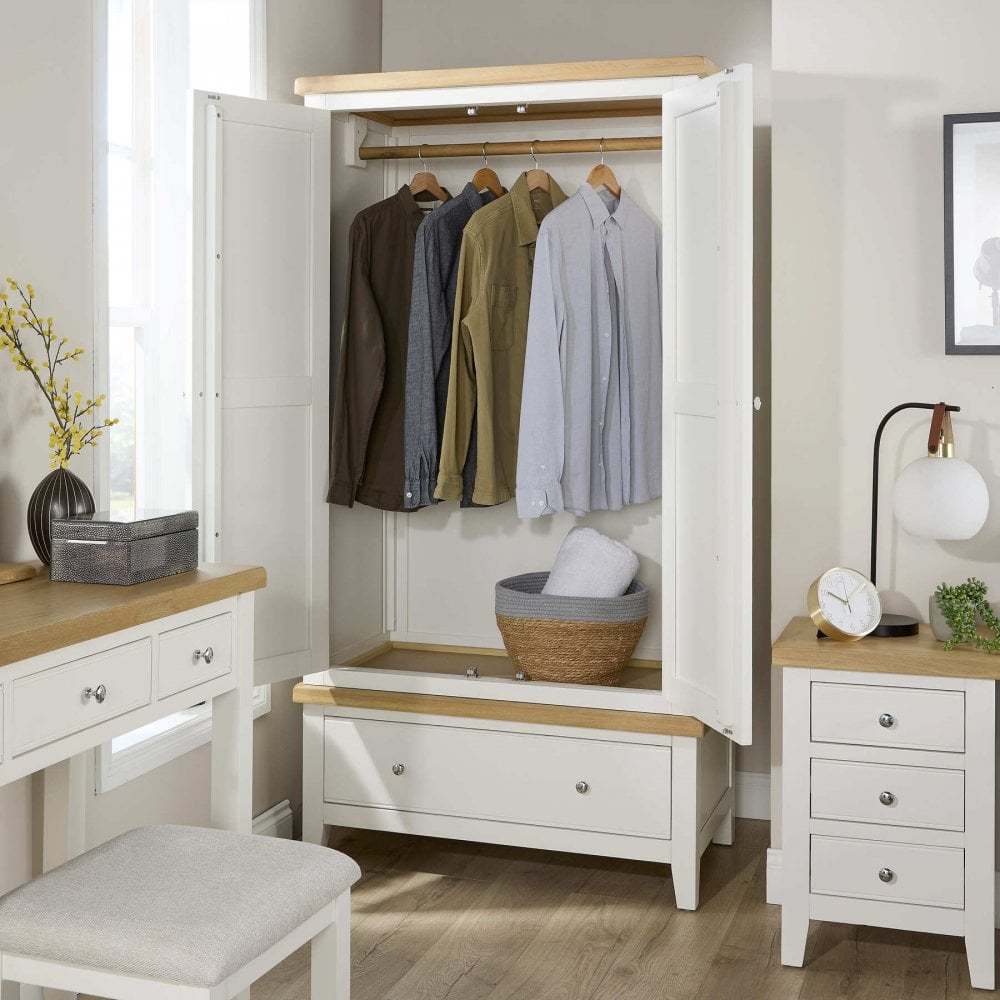 Easton White 2 Door Wardrobe with Storage Drawer
